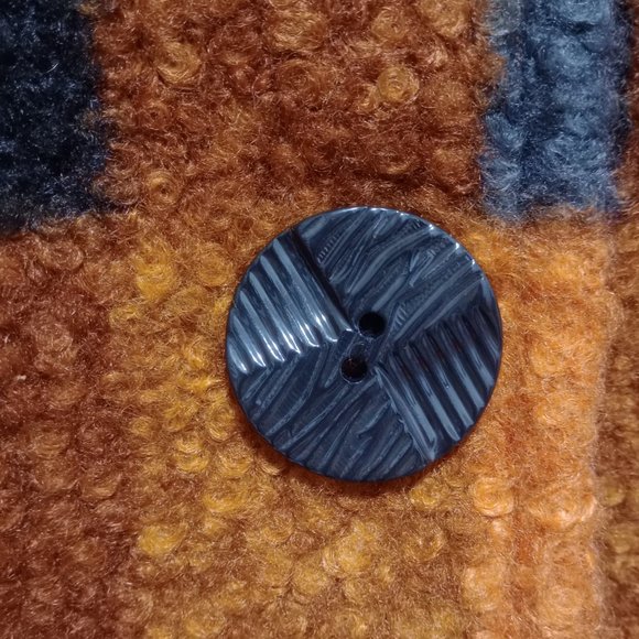 Ali Miles Women's Large Buffalo Plaid 3/4 sleeve Fuzzy Peacoat - Picture 8 of 12